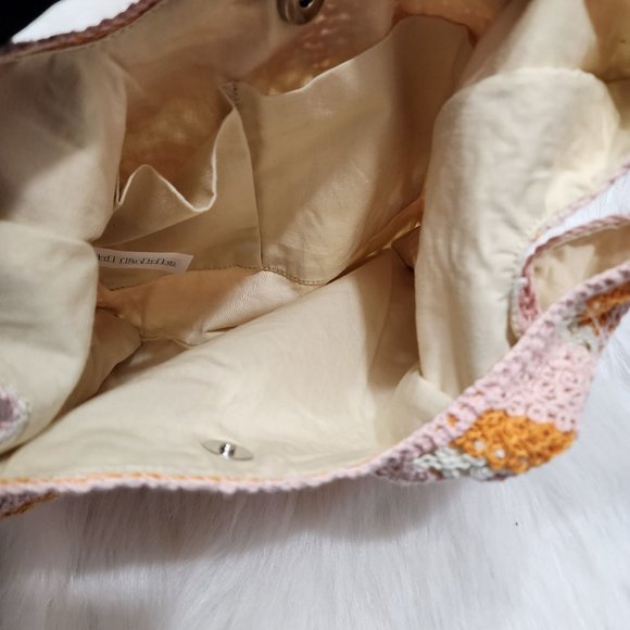 Wild Fable NWT striped pink / orange /cream crochet purse bag with snap closure - Picture 3 of 5